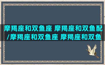 摩羯座和双鱼座 摩羯座和双鱼配/摩羯座和双鱼座 摩羯座和双鱼配-我的网站